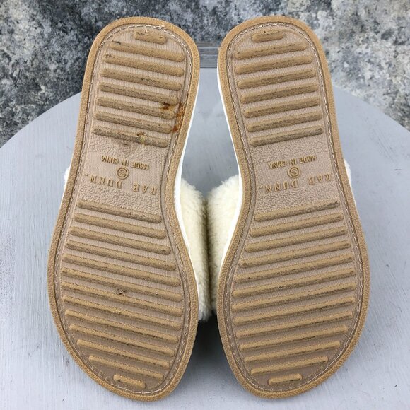 Rae Dunn Women's Size SMALL White Bee Kind Open Toe Slip On Flat House Slippers - Picture 8 of 11